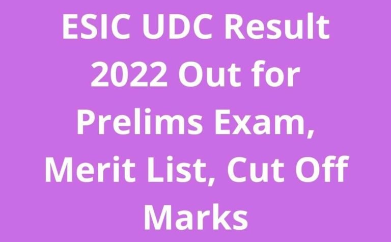 ESIC UDC Result 2022