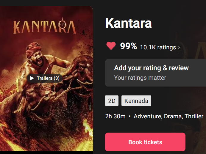 Kantara Movie Ticket Booking