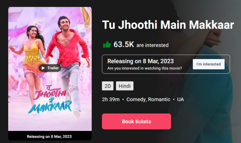 Tu Jhoothi Main Makkar Advance Booking