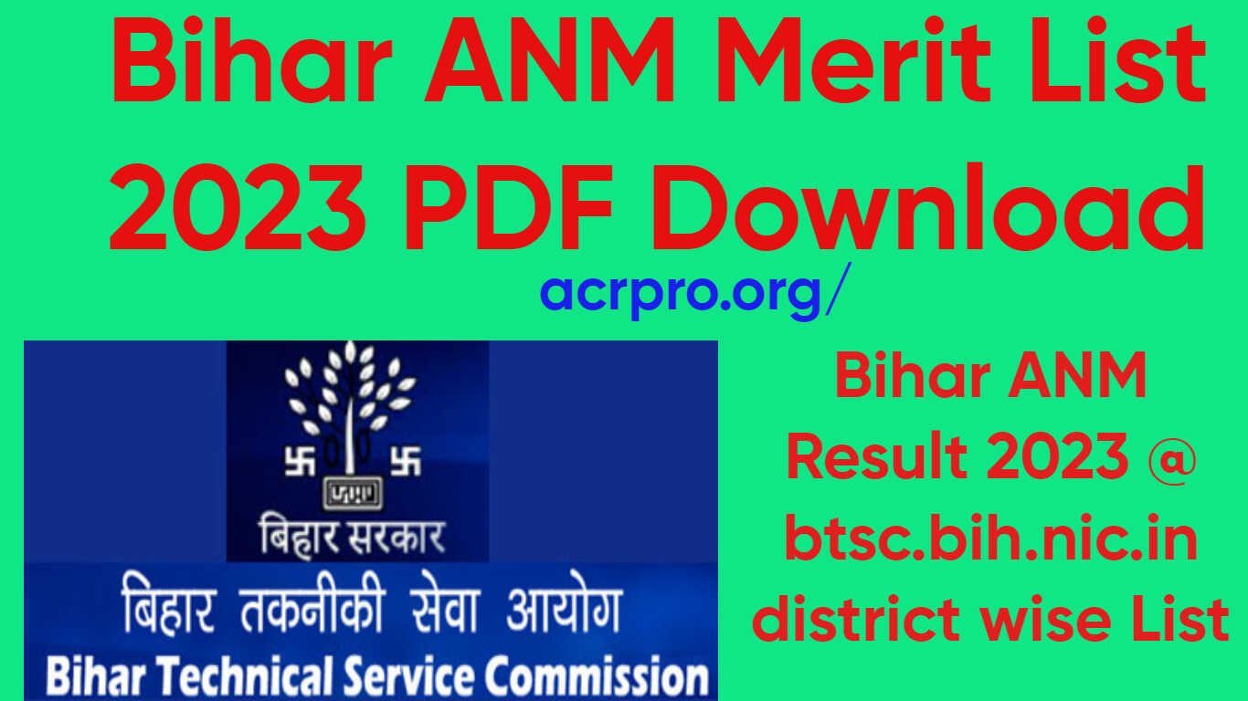 Bihar ANM Merit List 2023