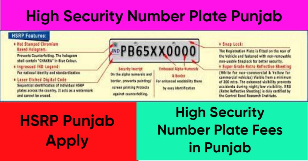 high security number plate online registration punjab for bike