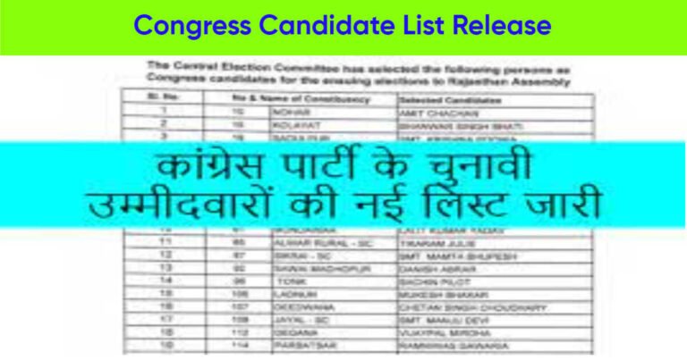 Congress Candidate List Release